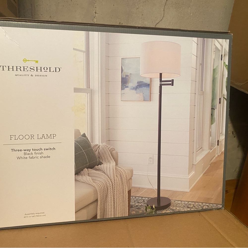 Threshold Black Floor Lamp with White Shade